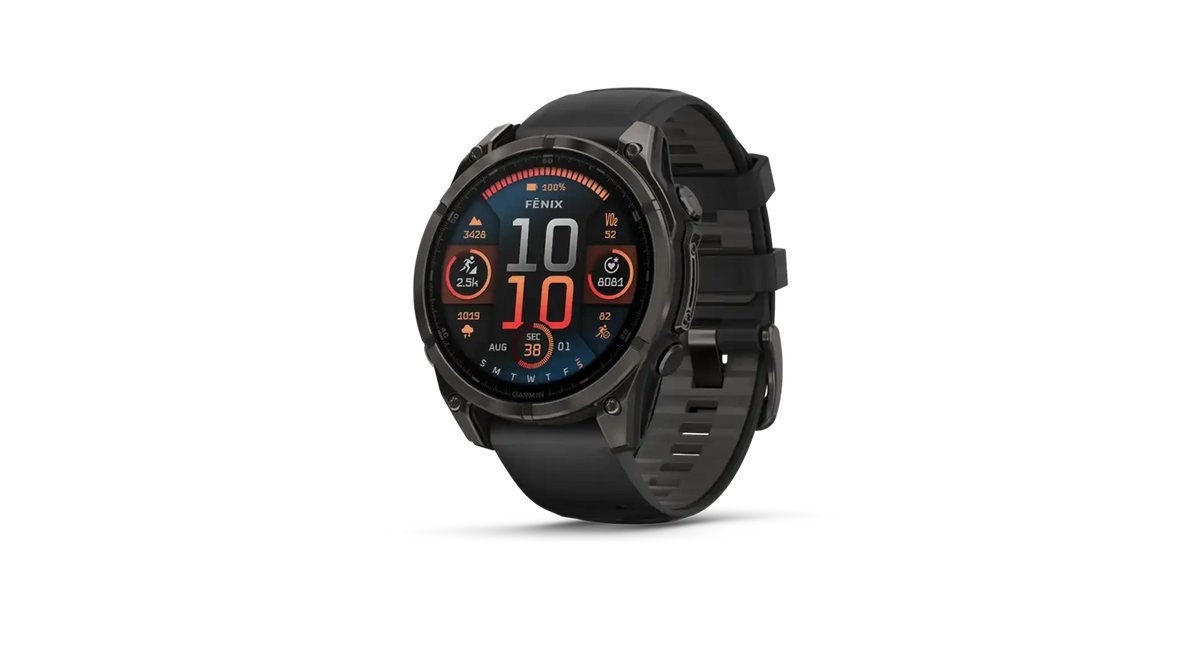 fēnix® – 47 mm, AMOLED, Sapphire, Carbon Gray DLC Titanium with Black/Pebble Gray Silicone